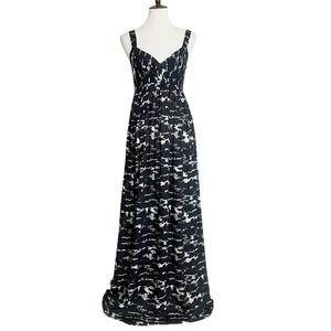 Om + Nadis Womens Black White Abstract Print Open Back Maxi Dress XS New